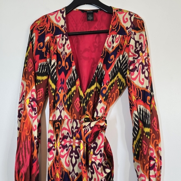 Smythe Hostess Wrap Dress In Multi Ikat Print Medium - Picture 5 of 8